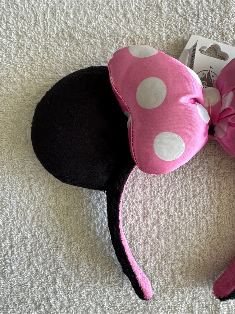 Disney Black & Pink Minnie Ear Headband with White Polka Dot Bow